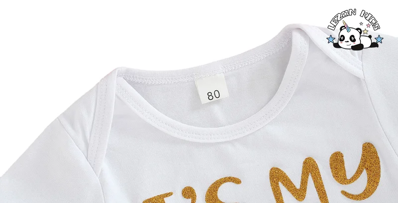 LEZONKIDS - Factory Hot Sale Two-piece Set Birthday Letter Print T-shirt Sequined Mesh Princess Tutu Skirt